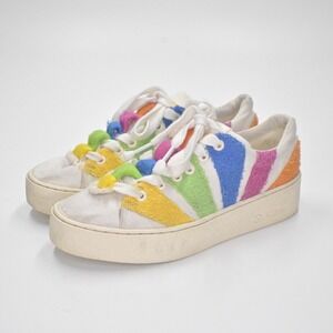 FARM RIO Womens Rainbow Crochet Sneakers Size 7.5 Platform Shoe Picnic Sunburst‎